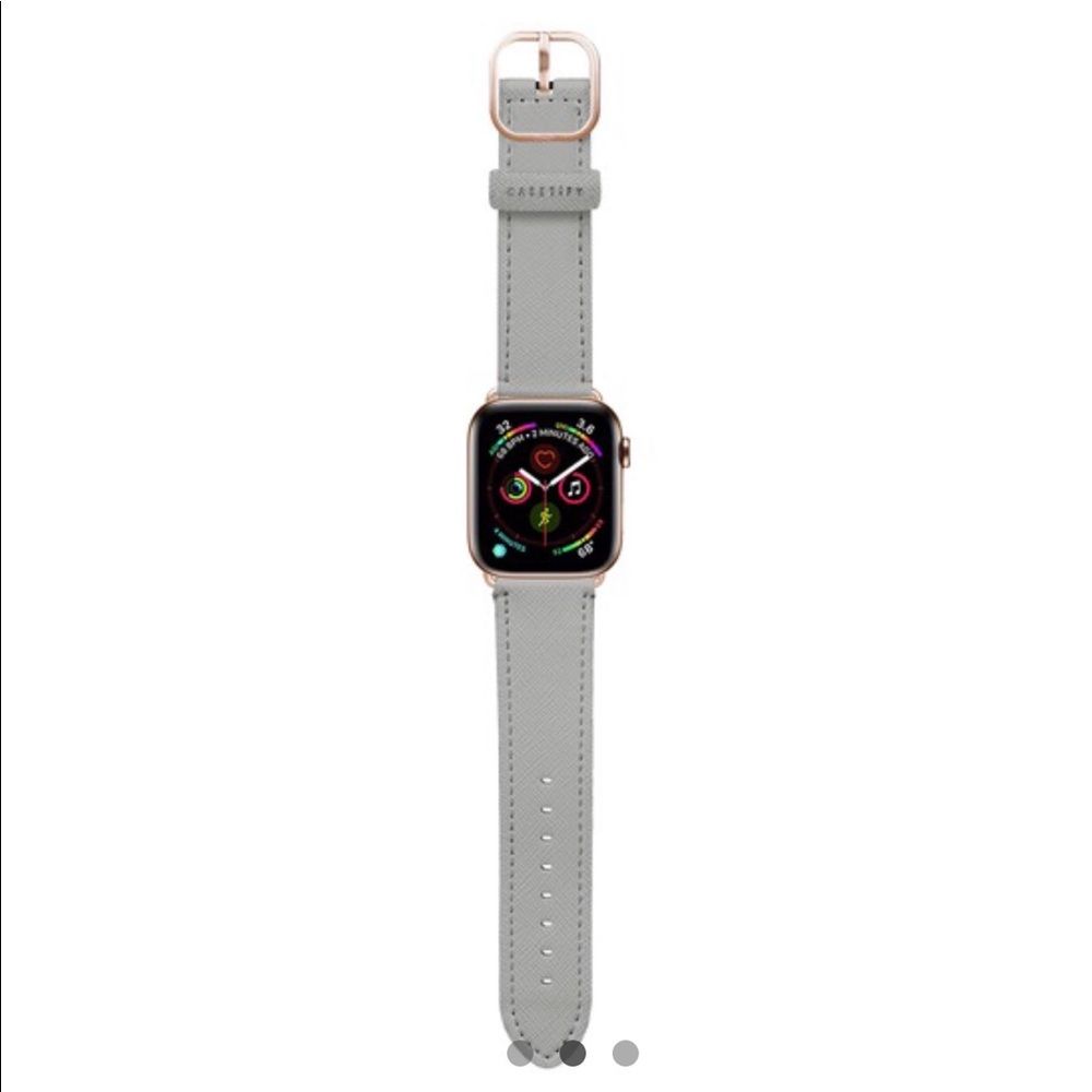 CASETIFY 42mm Apple Watch band Gray Stone Ash Faux Leather Vegan Leather Grey